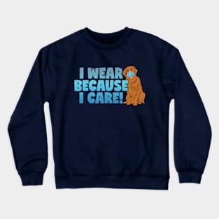 I Wear Because I Care Funny Mask Wearing Dog For Dog Lover Crewneck Sweatshirt